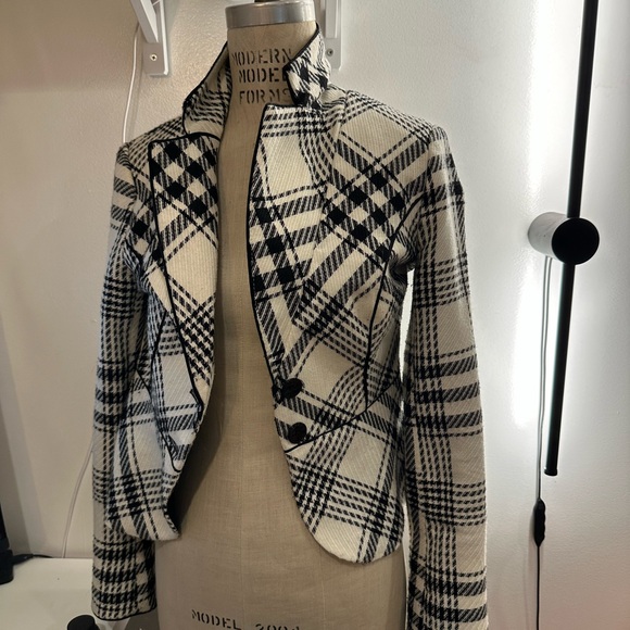 Black and white plaid blazer - Picture 1 of 4